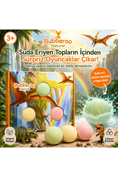 Bubberoo Pteranodon Macerası Sürpriz Oyuncaklı Banyo Topu Seti 3'lü | Çocuk B...
