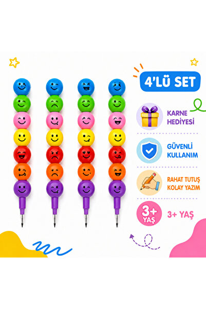 shopExxtra Emoji Yumurtlayan Kurşun Kalem 4’lü Set Karne Hediyesi Çocuk Okul ...