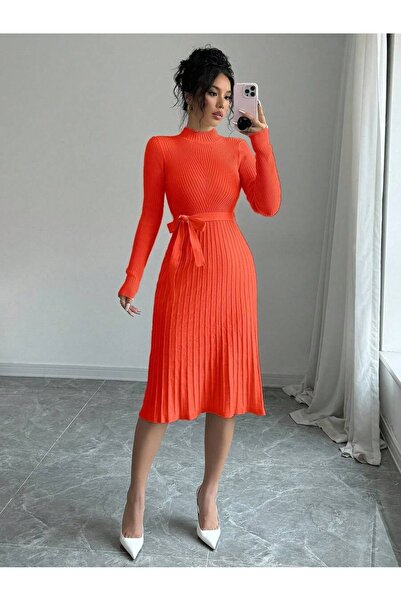 Iuliashop Sara Orange Knitted Midi Dress - S