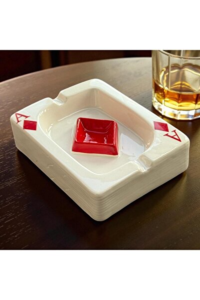 MİREVA Poker Ashtray Ceramic |   Decorative Ashtray with Tile Ace Design |   ...