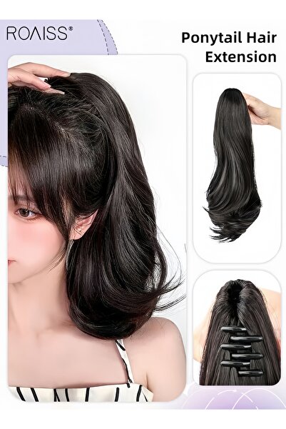 ROAISS Micro Curl Ponytail Extension Mini Claw Clip Natural Ponytail Wig Synt...