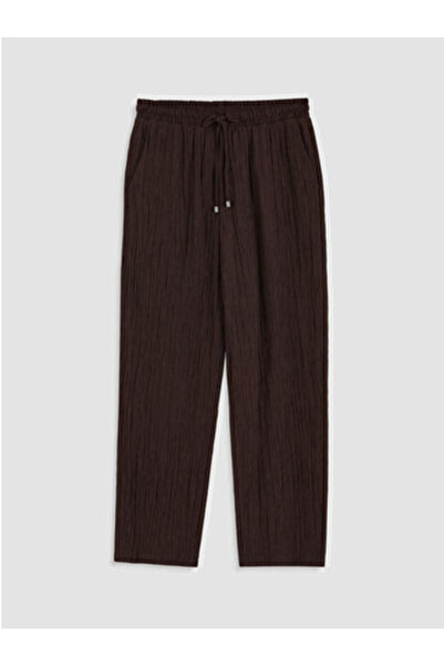 LC Waikiki New Season Brown Elastic Waist Muslin Women's Trousers