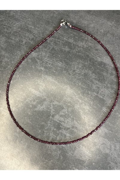 PIETRICELE Colier cu granat 2, 2mm, argint rodiat, 38cm+4