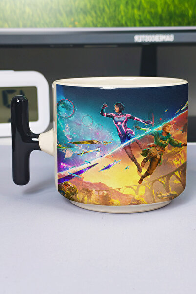 ZipZap كوب سيراميك فاخر مطبوع عليه تصميم سبليت فيكشن (قطعة واحدة) على شكل حرف...
