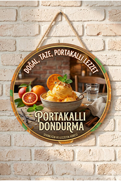 Mayeka Drveni zidni ukras u obliku narančastog sladoleda za poslastičarne, pr...