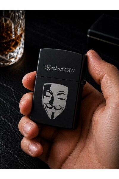 BiTon Toptan Kişiye Özel V for Vendetta Temalı Metal Benzinli Çakmak | Özel P...