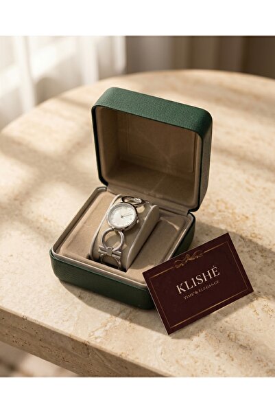 KLISHE Luxury Women's Steel Watch Silver Color Special Design Leather Luxury ...