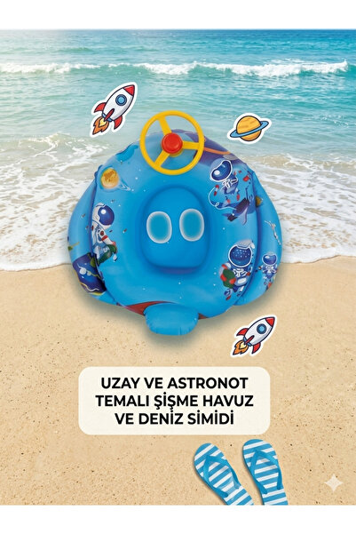 ASLANKAR Direksiyonlu 1 ile 4 yaşa uygun erkek çocuk desenli deniz ve havuz s...