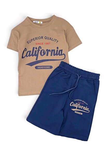 VOY KİDS Boys' Summer Printed T-Shirt and Shorts 2-Piece Set, Ages 5-6-7-8-9-...