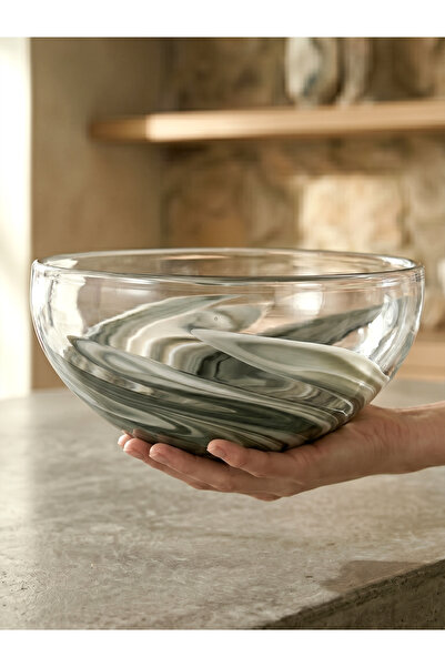 NAHR 28cm Luxury Handmade Marbling Ripple Glass Vase Decoration for Living Room