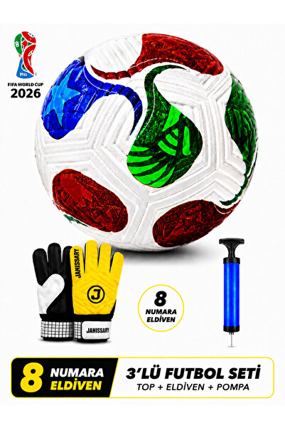 Janissary 3’lü Futbol Seti – 2026 Dünya Kupası Tasarımlı Top + 8 Numara Kalec...