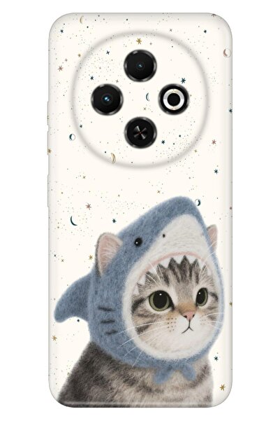 TECNO Spark 30C (KL5n) Kılıf Fish Cat Temalı Desenli Darbe Emici Silikon