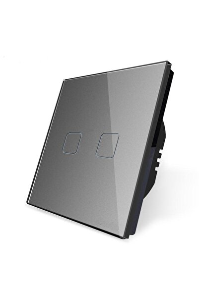 NewEra SmartHouse Comutator tactil dublu, panou tactil din sticlă, gri