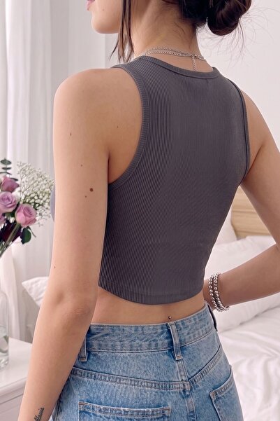 Mood Lab Kadın Kaşkorse Oymalı Fitted Crop Top Atlet