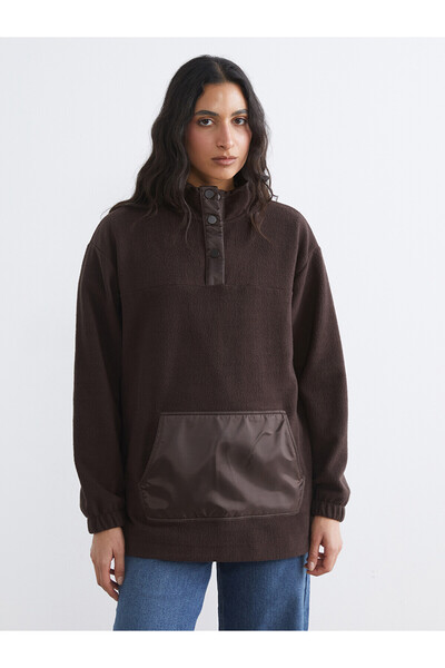 LC Waikiki Nevavm Women's High Collar Fleece Sweatshirt with a Difference