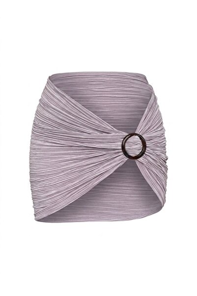 AQUELLA Buckled textured lilac skirt