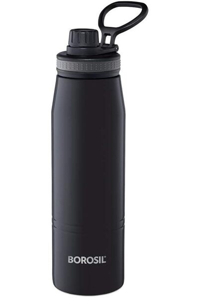 Borosil Swift Stainless Steel Vacuum Insulated Water Bottle, Black, 900ml