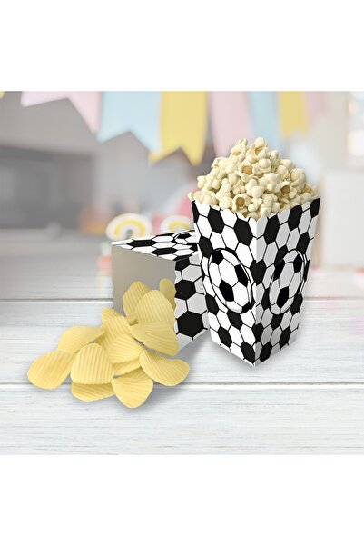 VELONZAL Siyah Beyaz Taraftar Temalı Patlamış Mısır (Popcorn)-Cips Kutusu-Doğ...