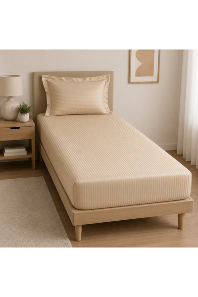 Kotonia Home Σετ ελαστικό κάλυμμα και μαξιλαροθήκη, 100% βαμβάκι, σατέν δαμάσ...