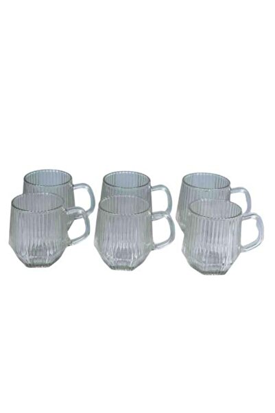 Generic Striped Transparent Glass Cups Set – 6 Pieces