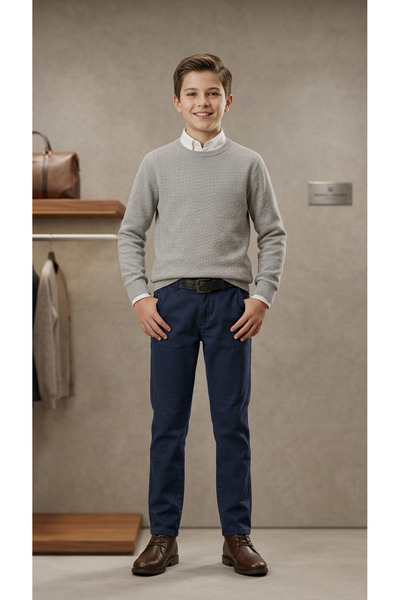 bebecan Erkek Çocuk Keten Gabardin Pantolon Rahat Kalıp Şık Klasik Çocuk Pant...