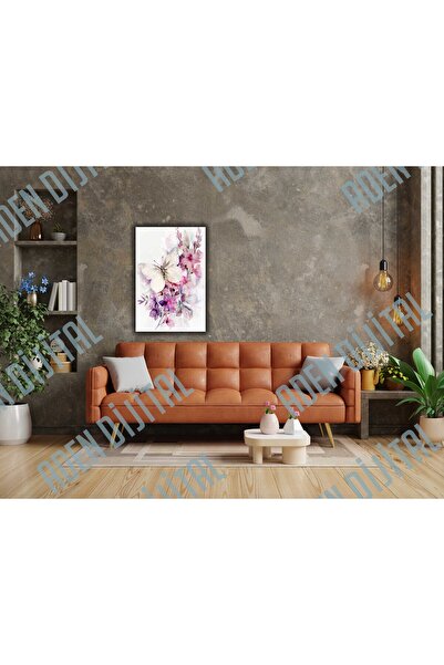 Aden TABLIE DIGITALĂ DECORATIVĂ PE PÂNZĂ CU FLORI ȘI FLUTURI