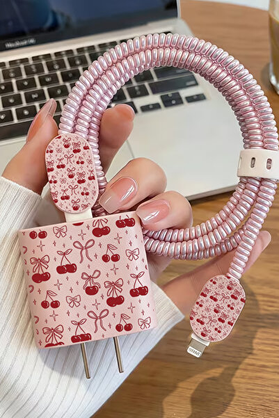 WANNA PROTECT iPhone 18W/20W/25W Deri Görünümlü Şarj Aleti Koruyucu Şarj Kabl...