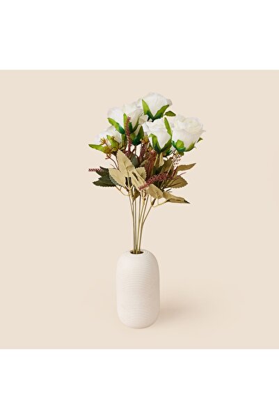 Evidea Deco Gül 7'li Dal Çiçek - Beyaz - 43 cm