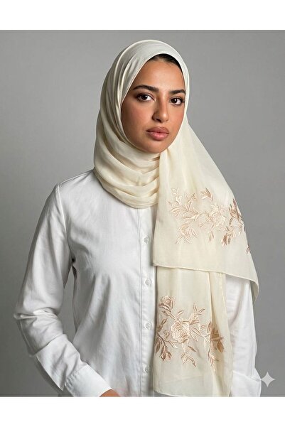 Veil Designer Pual of White Offers Two Layers with Embroidery on Both Sides o...