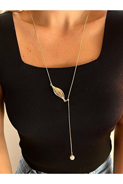 Twinssis Accessories Gold Women's Y Model Necklace with Elevator Design