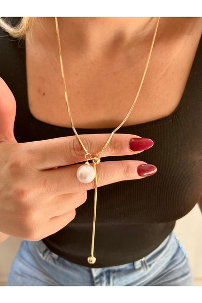 Twinssis Accessories Gold Kadın Asansörlü Y Model Kolye