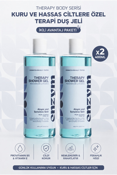 ENZYM COSMETICS Kuru Ve Hassas Ciltlere Özel Terapi Duş Jeli 400 ml x 2 Adet