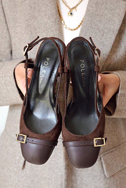 POLKA STORE Ballet Slingback Women's Shoes with Belt Detail, Mascaret Buckle,...