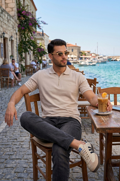 Buratti Regular Fit Fermuarlı Polo T Shirt Erkek POLO T SHİRT 5904069