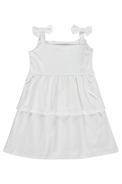 Civil Girls Dress with Shoulder Bow for 6-9 Years Old - Off-White