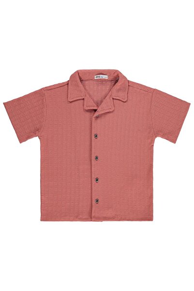 Civil Boys Square Textured Holiday Collar Shirt for 6-9 Years Old - Pink