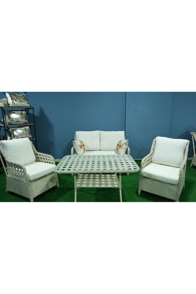 Hisar Home Bahçe Mobilyası Minder Koruma Kılıfı 2+1+1 Takım Uyumlu Su İtici T...