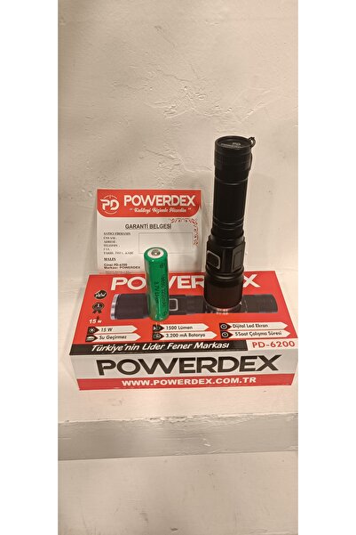 powerdex Pd-6200 15W 1500 Lümen Dijital Ekran & Zommlu Profesyonel El Feneri