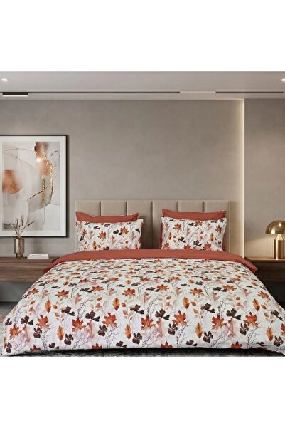 Pucioasa %100 cotton satin double Duvet Cover Set with 2 sides, 4 pieces, Aut...