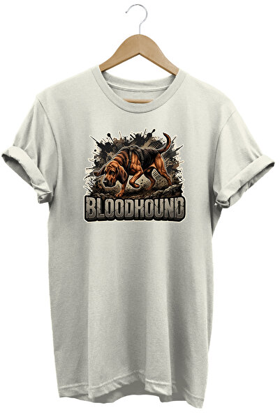 WİDİ Unisex Blood Hound Printed T-Shirt - Hunter Dogs Series Crew Neck Cotton...