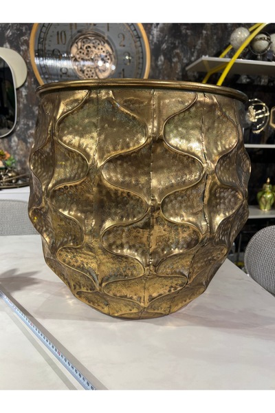 KARCILAR HOME STORE eskitme gold Telkari büyük saksı 42x45