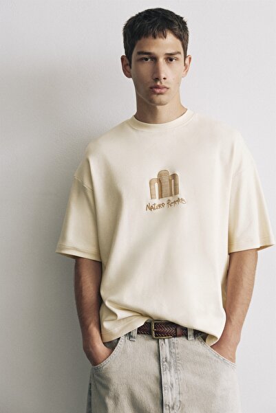 Pull & Bear Kısa kollu grafik baskılı sweatshirt