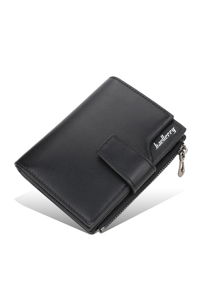 baellerry Men's Bi-fold Wallet with Snap Button & Zipper Pocket, PU Leather M...