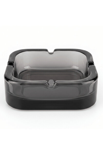 AKDC Diamond Tinted Black Glass Ashtray – 12 cm