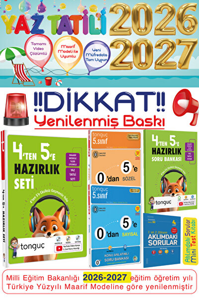 Tonguç Yayınları 4. Sınıf 4'ten 5'e Hazırlık Seti 0'dan 5'e Sayısal & Sözel K...