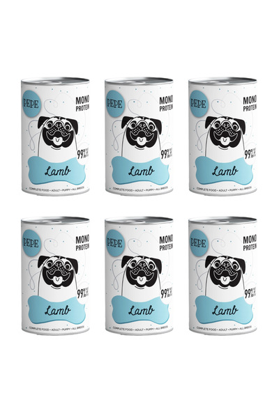PAKA ZWIERZAKA Pepe Lamb hrană umedă pentru câini 99% miel 6x400g