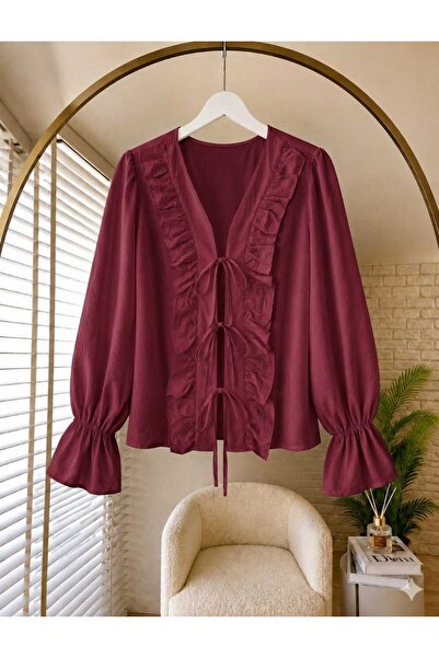 MODA VEDAT Ženski kimono sa volanima i elastičnim detaljima na članaku -0390