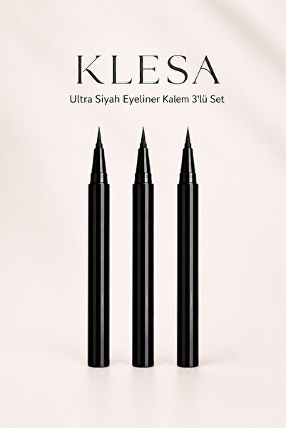 KLESA 3’lü Siyah Kalem Eyeliner Seti İnce Uçlu Mat Siyah Göz Makyajı