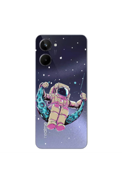 Other Realme 10 Astronaut swinging on the moon Transparent Silicone TPU Θήκη