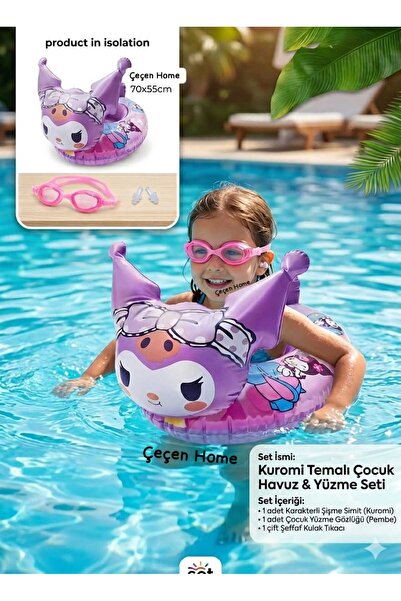 ÇEÇEN HOME Kuromi Children's Swim Ring and Children's Swimming Goggles,Childr...